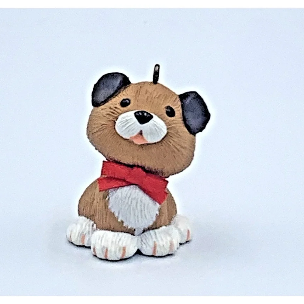 Holiday Puppy Hallmark Keepsake Ornament‎ 1983 Dog Red Ribbon Vintage